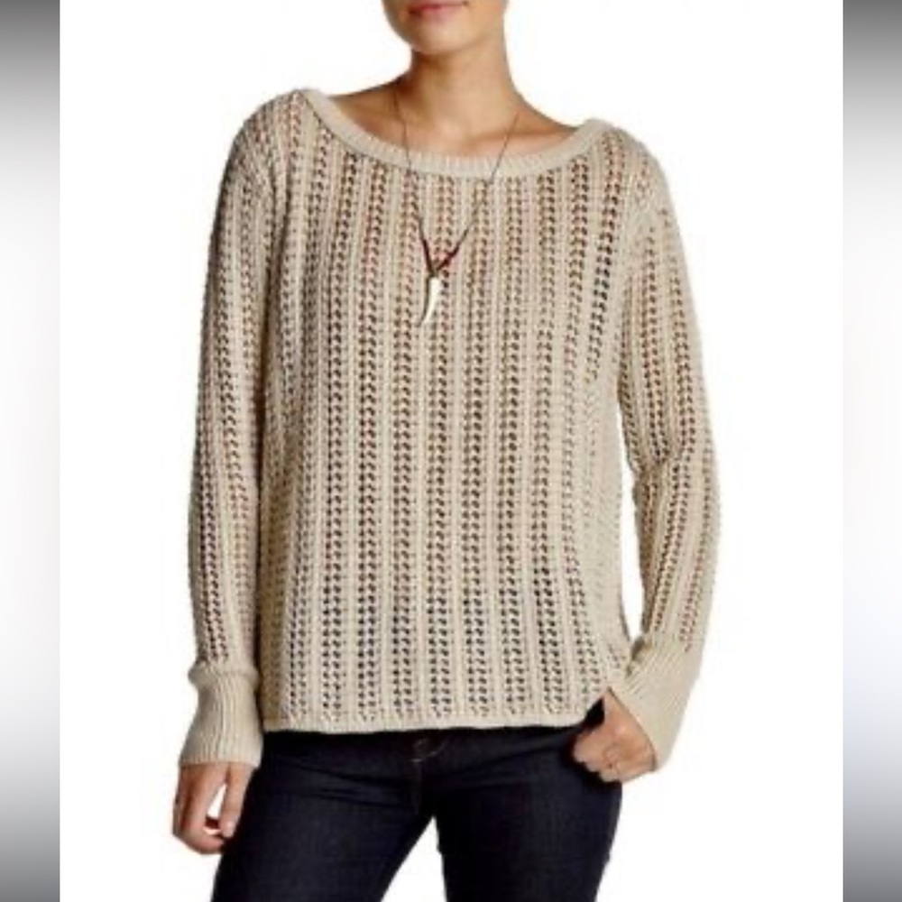 Calypso St. Barth Varinka Oatmeal Beige Open Knit Sweater Size Small